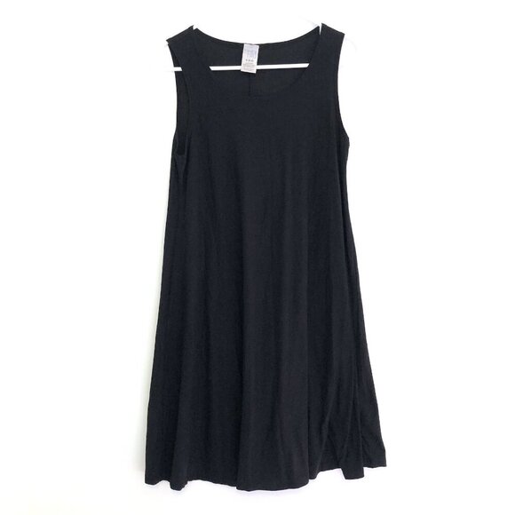 TIME AND TRU Sleeveless Knit Dress Solid Black Round Neck Short Mini Shift Small - Picture 2 of 13
